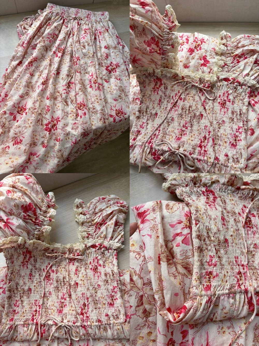Doen Stanza Lace-Trimmed Floral-Print Organic Cotton-Voile Midi Dress, S - Picture 8 of 12